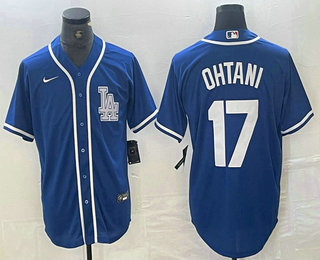 Men's Los Angeles Dodgers #17 Shohei Ohtani Blue Cool Base Stitched Baseball Jersey 01