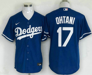 Men's Los Angeles Dodgers #17 Shohei Ohtani Blue Cool Base Stitched Jersey 11