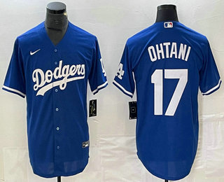 Men's Los Angeles Dodgers #17 Shohei Ohtani Blue Stitched Cool Base Nike Jersey