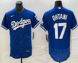 Men's Los Angeles Dodgers #17 Shohei Ohtani Blue Stitched Flex Base Nike Jersey