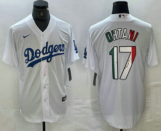 Men's Los Angeles Dodgers #17 Shohei Ohtani Mexico White Cool Base Stitched Jersey 11