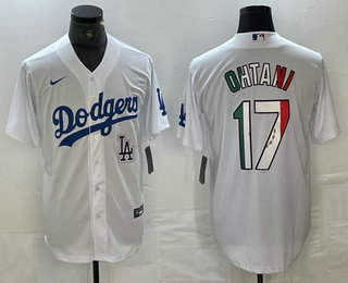 Men's Los Angeles Dodgers #17 Shohei Ohtani Mexico White Cool Base Stitched Jersey 12