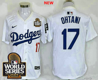 Men's Los Angeles Dodgers #17 Shohei Ohtani NEW White 2024 World Series Limited Stitched Jersey