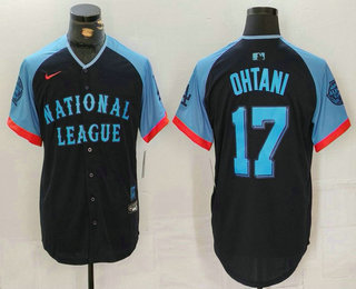 Men's Los Angeles Dodgers #17 Shohei Ohtani Navy 2024 All Star Limited Stitched Jersey