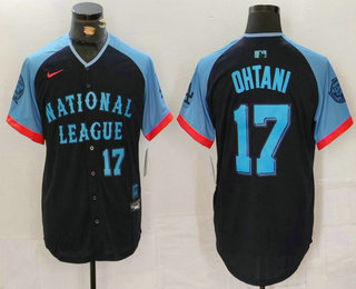 Men's Los Angeles Dodgers #17 Shohei Ohtani Number Navy 2024 All Star Limited Stitched Jersey