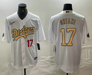 Men's Los Angeles Dodgers #17 Shohei Ohtani Number White 2022 All Star Stitched Cool Base Nike Jersey 02