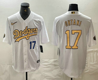 Men's Los Angeles Dodgers #17 Shohei Ohtani Number White 2022 All Star Stitched Cool Base Nike Jersey 03