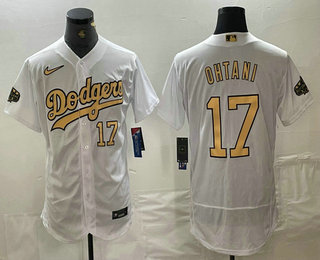 Men's Los Angeles Dodgers #17 Shohei Ohtani Number White 2022 All Star Stitched Flex Base Nike Jersey 02