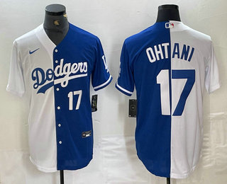 Men's Los Angeles Dodgers #17 Shohei Ohtani Number White Blue Two Tone Stitched Baseball Jersey 11