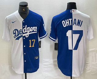 Men's Los Angeles Dodgers #17 Shohei Ohtani Number White Blue Two Tone Stitched Baseball Jersey 13