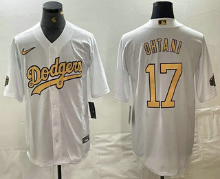 Men's Los Angeles Dodgers #17 Shohei Ohtani White 2022 All Star Stitched Cool Base Nike Jersey