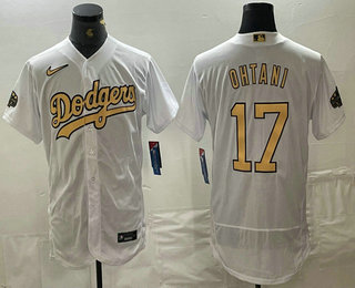 Men's Los Angeles Dodgers #17 Shohei Ohtani White 2022 All Star Stitched Flex Base Nike Jersey