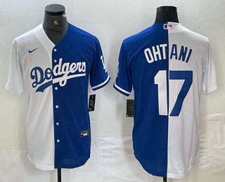 Men's Los Angeles Dodgers #17 Shohei Ohtani White Blue Two Tone Stitched Baseball Jersey 11