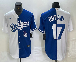 Men's Los Angeles Dodgers #17 Shohei Ohtani White Blue Two Tone Stitched Baseball Jersey 12