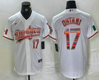 Men's Los Angeles Dodgers #17 Shohei Ohtani White Mexico Cool Base Stitched Jersey