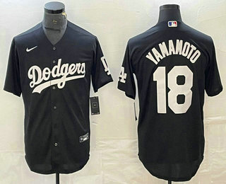 Men's Los Angeles Dodgers #18 Yoshinobu Yamamoto Black Turn Back The Clock Stitched Cool Base Jersey 11