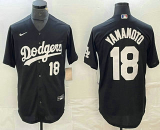 Men's Los Angeles Dodgers #18 Yoshinobu Yamamoto Number Black Turn Back The Clock Stitched Cool Base Jersey 11