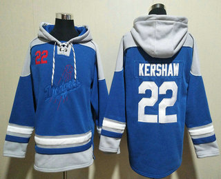 Men's Los Angeles Dodgers #22 Clayton Kershaw Blue Ageless Must Have Lace Up Pullover Hoodie