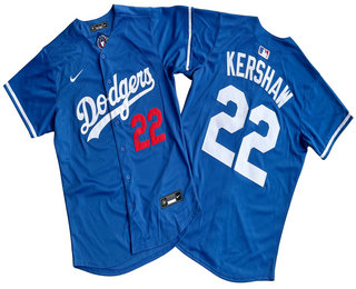 Men's Los Angeles Dodgers #22 Clayton Kershaw Blue Limited Stitched Jersey