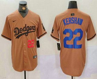 Men's Los Angeles Dodgers #22 Clayton Kershaw Number Olive Cool Base Limited Stitched Jersey