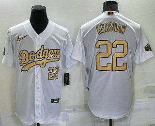 Men's Los Angeles Dodgers #22 Clayton Kershaw Number White 2022 All Star Stitched Cool Base Nike Jersey