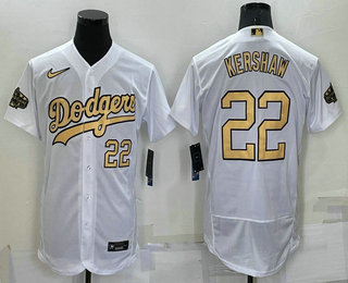 Men's Los Angeles Dodgers #22 Clayton Kershaw Number White 2022 All Star Stitched Flex Base Nike Jersey