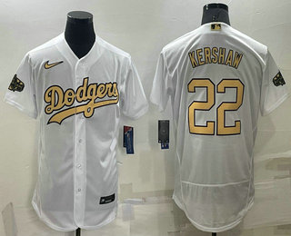 Men's Los Angeles Dodgers #22 Clayton Kershaw White 2022 All Star Stitched Flex Base Nike Jersey