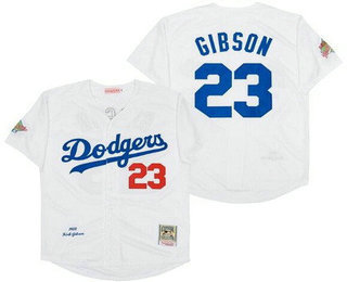 Men's Los Angeles Dodgers #23 Kirk Gibson White 1988 Throwback Jersey