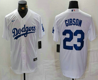 Men's Los Angeles Dodgers #23 Kirk Gibson White Cool Base Stitched Jersey