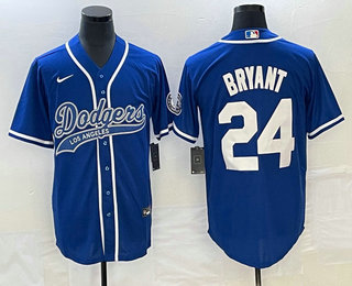 Men's Los Angeles Dodgers #24 Kobe Bryant Blue Cool Base Stitched Baseball Jersey