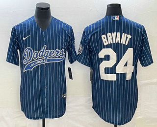 Men's Los Angeles Dodgers #24 Kobe Bryant Blue Pinstripe Cool Base Stitched Baseball Jersey