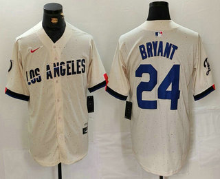 Men's Los Angeles Dodgers #24 Kobe Bryant Cream 2024 City Connect Limited Stitched Jersey