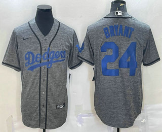 Men's Los Angeles Dodgers #24 Kobe Bryant Grey Gridiron Cool Base Stitched Baseball Jersey