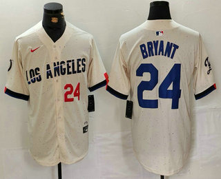 Men's Los Angeles Dodgers #24 Kobe Bryant Number Cream 2024 City Connect Limited Stitched Jersey