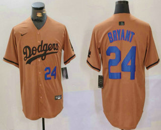 Men's Los Angeles Dodgers #24 Kobe Bryant Number Olive Cool Base Limited Stitched Jersey