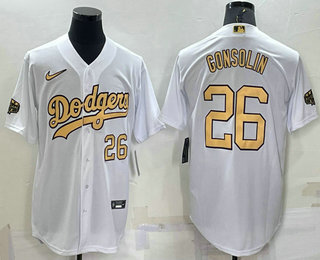 Men's Los Angeles Dodgers #26 Tony Gonsolin Number White 2022 All Star Stitched Cool Base Nike Jersey