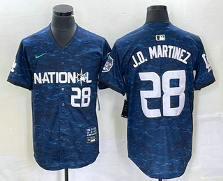 Men's Los Angeles Dodgers #28 JD Martinez Number Royal 2023 All Star Cool Base Stitched Baseball Jersey