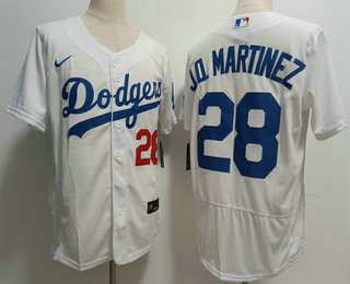 Men's Los Angeles Dodgers #28 JD Martinez Number White Flex Base Stitched Jersey