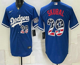 Men's Los Angeles Dodgers #29 Tarik Skubal Royal USA 250 Fourth of July Home Stitched Jersey