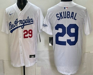 Men's Los Angeles Dodgers #29 Tarik Skubal White Alternate Stadium Jersey