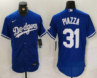 Men's Los Angeles Dodgers #31 Mike Piazza Blue Flex Base Stitched Baseball Jersey