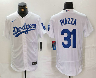 Men's Los Angeles Dodgers #31 Mike Piazza White Flex Base Stitched Baseball Jersey