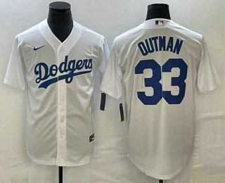 Men's Los Angeles Dodgers #33 James Outman White Cool Base Stitched Jersey