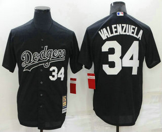 Men's Los Angeles Dodgers #34 Fernando Valenzuela Black Cooperstown Collection Cool Base Stitched Nike Jersey