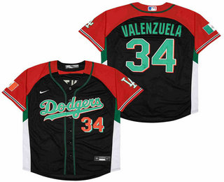 Men's Los Angeles Dodgers #34 Fernando Valenzuela Black Mexican Heritage Culture Night Nike Jersey