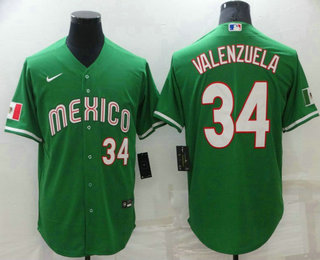 Men's Los Angeles Dodgers #34 Fernando Valenzuela Green 2021 Mexican Heritage Stitched Baseball Jersey