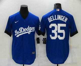 Men's Los Angeles Dodgers #35 Cody Bellinger Blue 2021 City Connect Cool Base Stitched Jersey