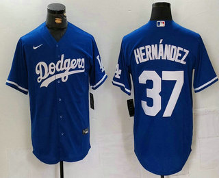 Men's Los Angeles Dodgers #37 Teoscar Hernandez Blue Cool Base Stitched Jersey