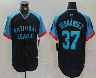 Men's Los Angeles Dodgers #37 Teoscar Hernandez Navy 2024 All Star Limited Stitched Jersey