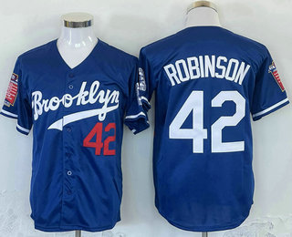 Men's Los Angeles Dodgers #42 Jackie Robinson Blue 1955 Throwback Jersey